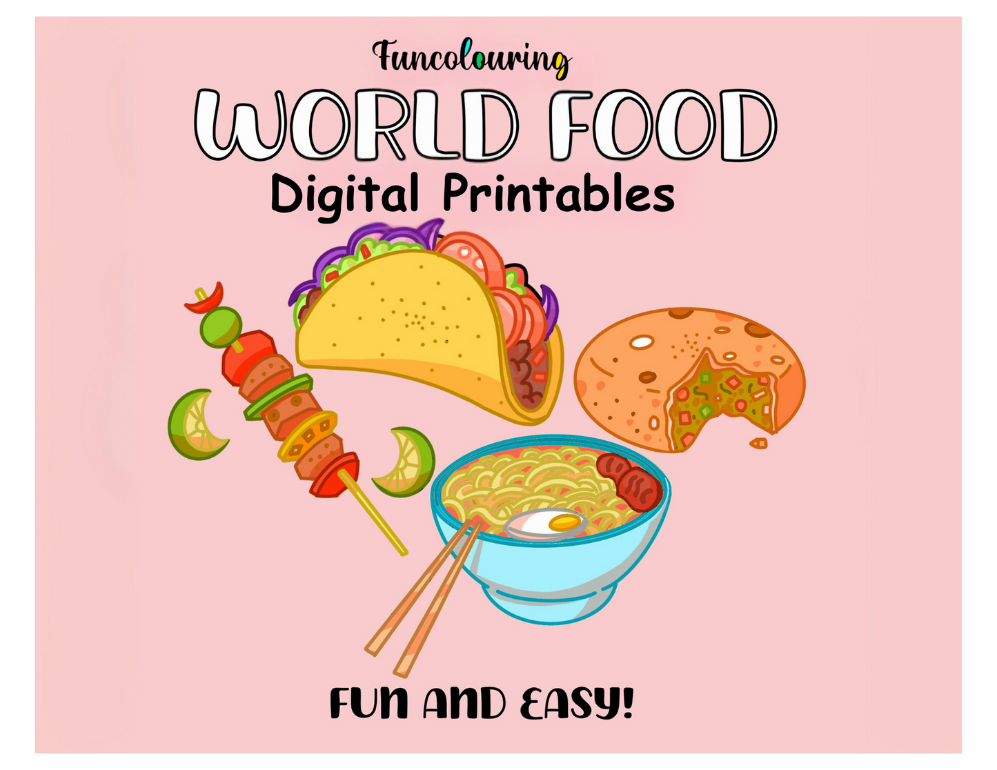 World Food Printable Coloring Pages - Digital Download